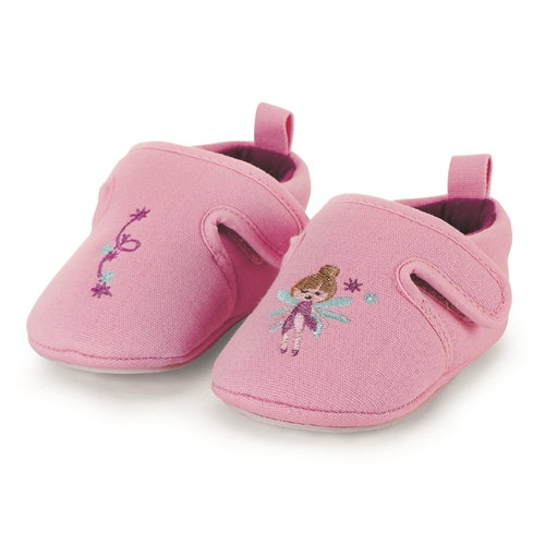 STERNTALER baby girl booties, canvas, soft pink with fairy, Velcro 2302064, 18 - Baby Booties - Main image
