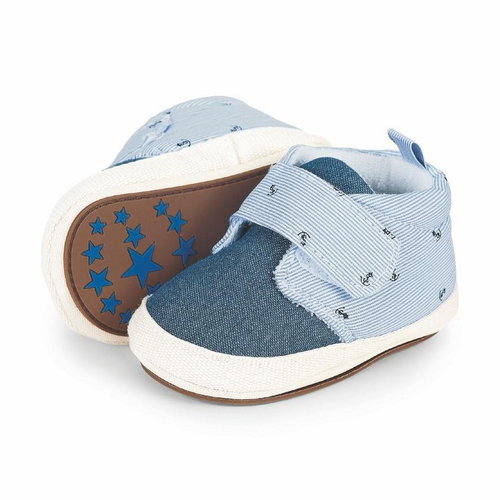 STERNTALER baby boy booties, textile, denim blue, anchors 2301924, 20 - Baby Booties - Main image