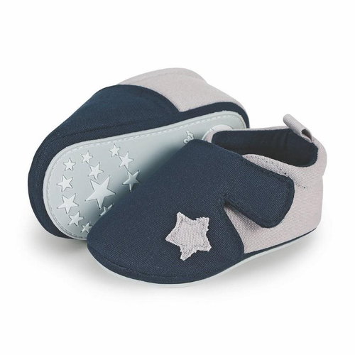 STERNTALER baby boys' booties, canvas, dark blue, beige star 2301951, 18 - Baby Booties - Main image