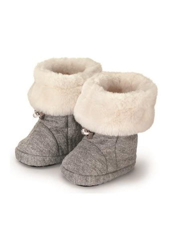 STERNTALER textile boots, winter, fur, stars, non-slip, grey 5102124, 20 - Baby Booties - Main image