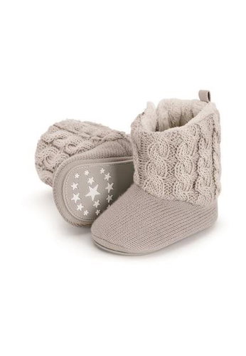 STERNTALER boots textile winter boots velcro, knitted, braid pattern, grey 5302112, 20 - Baby Booties - Main image
