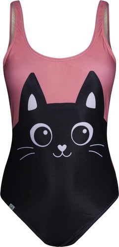 Dedoles Cheerful ladies one-piece swimsuit Black kitten black size. L - Women's Swimwear - Main image