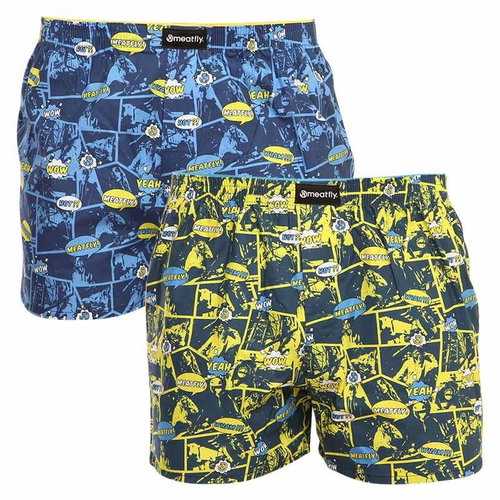 Meatfly 2Pack Agostino - yellow/blue comics, sized 1.5 mm. XXL - Boxer Shorts - Main image