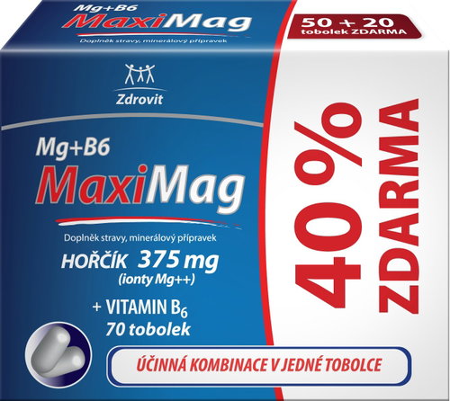 Zdrovit MaxiMag Magnesium 375 mg + B6, 70 capsules - Magnesium - Main image