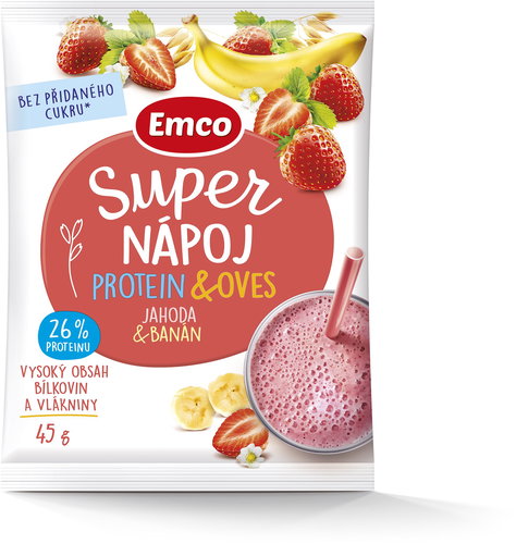 Emco Super drink protein &amp; oats - strawberry with banana 45g - Drink - Main image