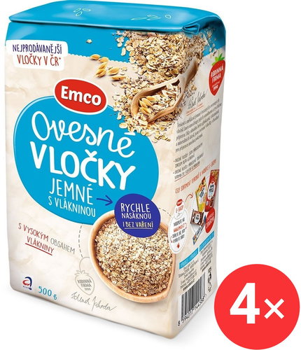 Emco Oat flakes fine with fibre 4 x 500g - Flakes - Main image