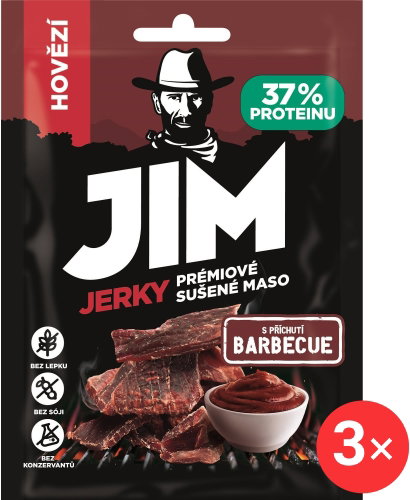 Jim Jerky beef with BBQ flavour 3 x 23 g - Dried Meat - Main image