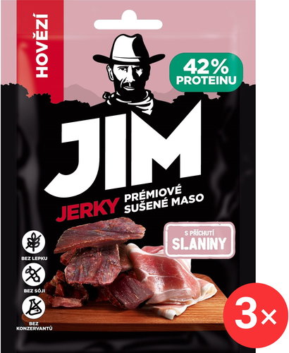 Jim Jerky beef with bacon flavour 3 x 23 g - Dried Meat - Main image