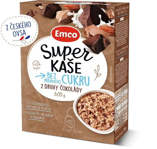 Emco Super porridge 2 types of chocolate 3x55g Main image Emco Super porridge 2 types of chocolate 3x55g - Porridge - Main image