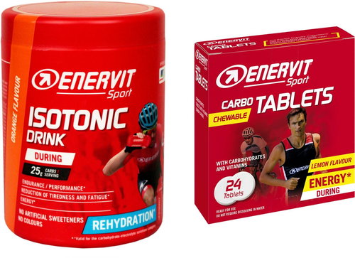 Enervit Isotonic Drink (420 g) Orange + Carbo Tablets (24 Tablets) Lemon - Ionic Drink - Main image