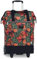 Fabrizio Punta large shopping bag on wheels 40 l, green-orange with flowers - Shopping Trolley