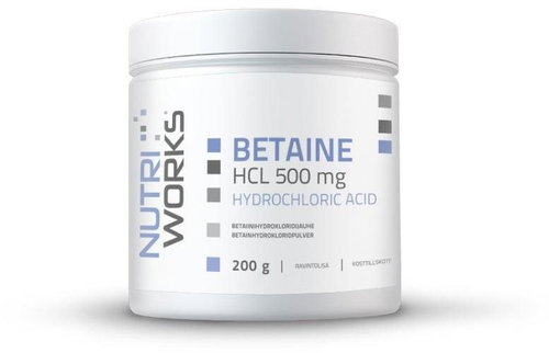 NutriWorx Betaine HCL 500 mg, 200 g - Dietary Supplement - Main image