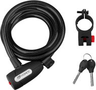 Force Lux zámek spirálový s držákem 180 cm/12 mm, černý - Zámek na kolo