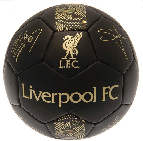 Ouky Liverpool FC, black, golden emblem, signatures, size 5 - Football  - Main image