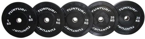 Rubber disc BUMPER TUNTURI 5 kg, black - Gym Weight - Main image