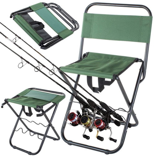 Verk 01679 Folding camping chair with fishing rod holder green - Camping Chair - Main image