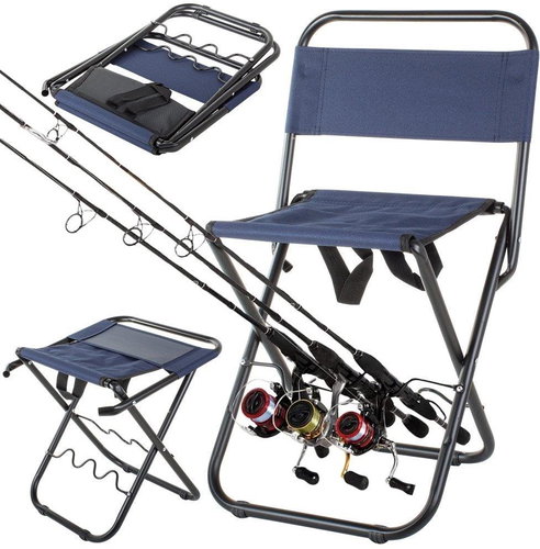 Verk 01679 Folding camping chair with fishing rod holder blue - Camping Chair - Main image