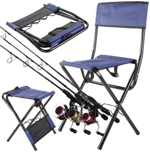 Verk 01678 Folding camping chair with fishing rod holder blue - Camping Chair - Main image