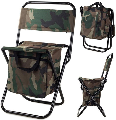 Verk 01665 Camping folding chair with 2in1 bag camouflage - Camping Chair - Main image