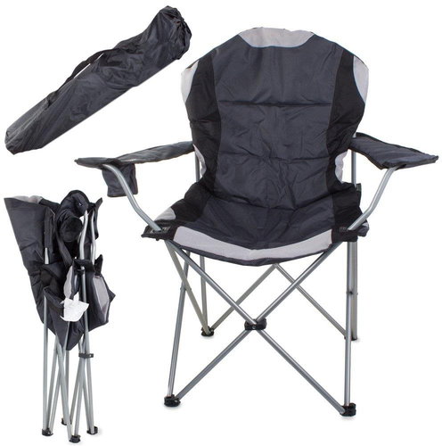 Verk 01403 Garden and camping chair padded grey - Camping Armchair - Main image