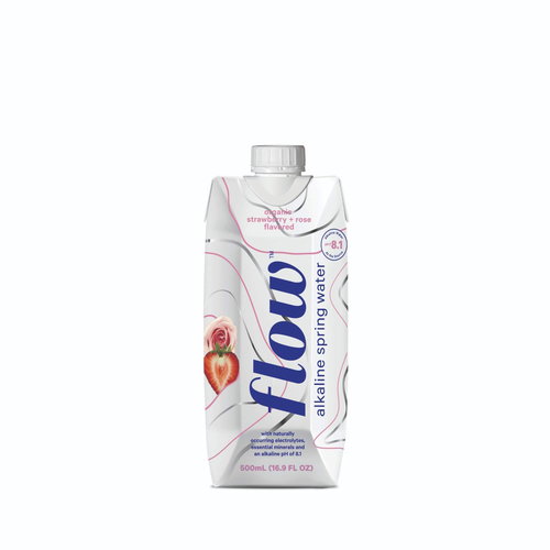 Flow Water Organic Alkaline SW 12 x 500ml Strawberry Rose - Sports Drink - Main image