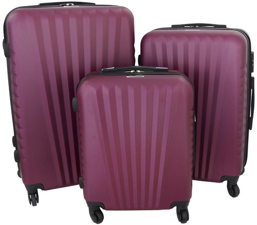 Gravitt Set of 3 Travel Suitcases Shell, M/L/XL burgundy red - Case Set - Main image