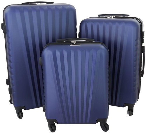 Gravitt Set of 3 Travel Suitcases Shell, M/L/XL dark blue - Case Set - Main image