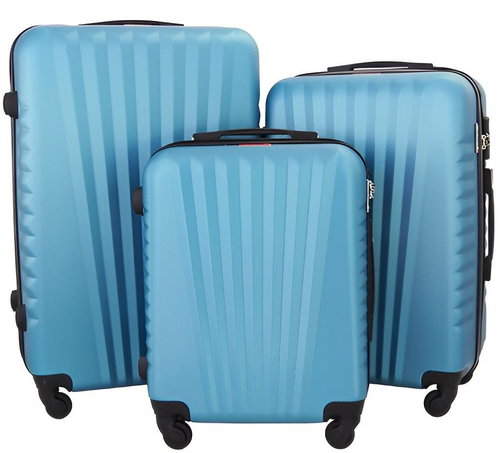 Gravitt Set of 3 Travel Suitcases Shell, M/L/XL light blue - Case Set - Main image
