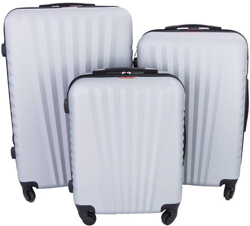 Gravitt Set of 3 Travel Suitcases Shell, M/L/XL silver - Case Set - Main image