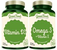 GreenFood Nutrition Omega 3 + Vitamín E 120 cps +Vitamín D3 60 cps. - Sada výživových doplnkov