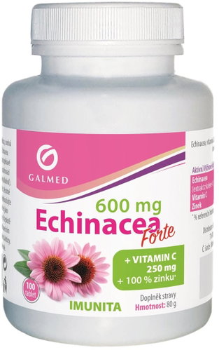 Galmed Echinacea forte 600 mg + Vit. C+Zinc, 100 tablets - Echinacea - Main image