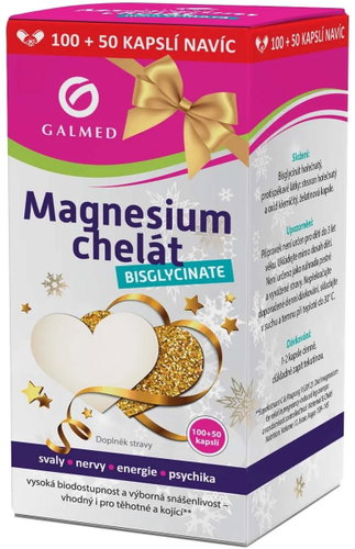 Galmed Magnesium chelát bisglycinate 100 + 50 kapslí - Magnesium - Main image