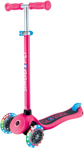 Globber Primo Lights V2 Fuchsia Pink Luminous Wheels - Children's Scooter - Main image