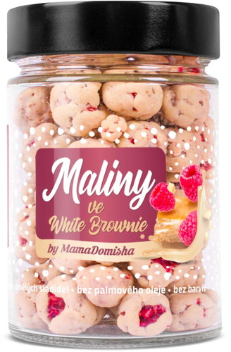 GRIZLY Maliny v bílé čokoládě s krémem White Brownie by @mamadomisha 90 g - Freeze-Dried Fruit - Main image