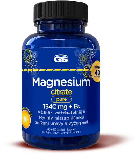 GS Magnesium citrate pure 1340 mg + B6, 70+40 tablet - Magnesium - Main image