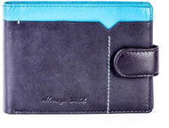 Wild black and blue leather with stitching and coloured insert - Wallet