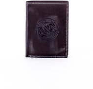 Cedar black leather with round emblem - Wallet