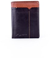 Wild black genuine leather with brown trim - Wallet