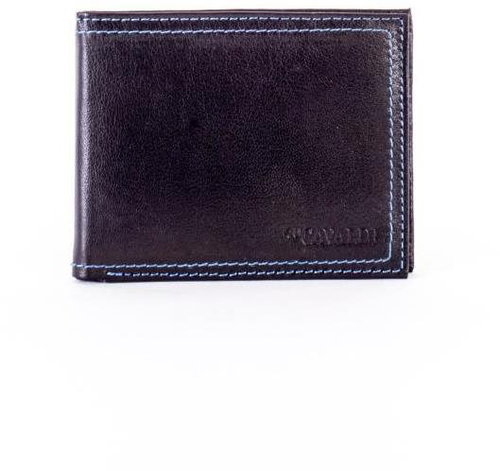 Cavaldi black leather with elegant blue trim - Wallet - Main image