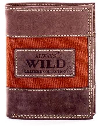 Cedar brown leather with fabric module - Wallet - Main image