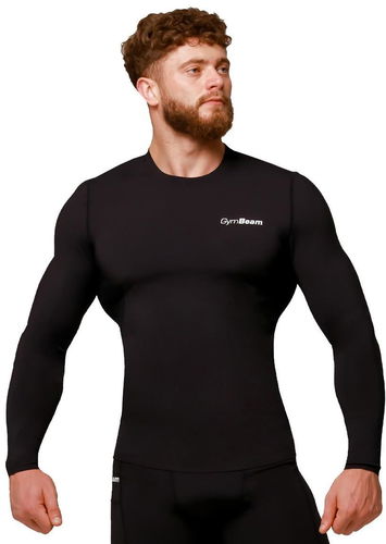 GymBeam Pánské kompresní tričko s dlouhým rukávem Mid Black XXL - Tričko - Hlavní obrázek