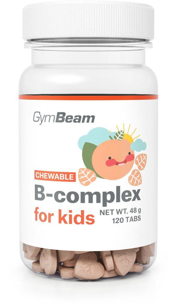 GymBeam B-komplex, rágótabletta gyerekeknek - sárgabarack, 120 db