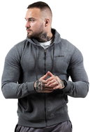 GymBeam Men's Zipper Hoodie Grey Black XL - Sweatshirt