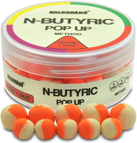 Haldorádó Pop-Up N-Butyric Method 30 g 9+11 mm Butyric Acid/Cheese - Pop-up Boilies - Main image