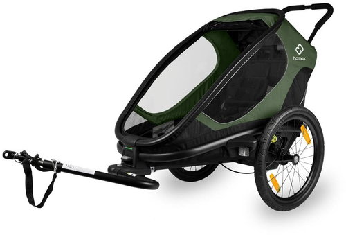 HAMAX Outback One - single-seater wheelchair + pushchair set - Green/Black, reclining - Child Bicycle Trailer - Main image