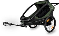HAMAX Outback 2v1 - dvoumístný vozík za kolo vč. ramena + kočárkový set - Green/Black, polohovací - Dětský vozík za kolo