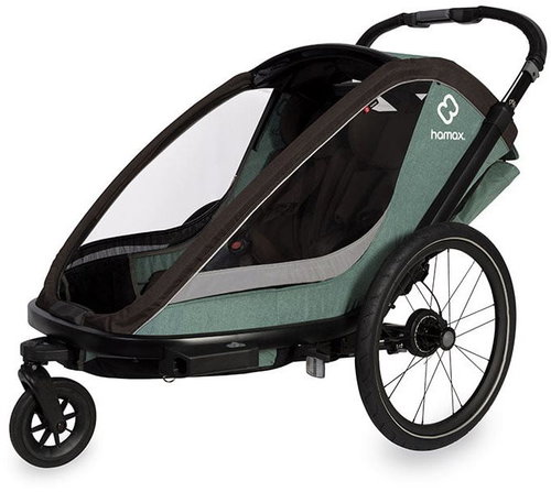 HAMAX Cocoon 2in1 double including shoulder + stroller set - Green/black Main image HAMAX Cocoon 2in1 double including shoulder + stroller set - Green/black - Child Bicycle Trailer - Main image