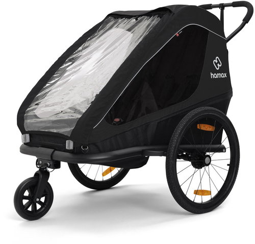 HAMAX Traveller two-seater behind bike incl. shoulder + stroller set Black - Child Bicycle Trailer - Main image
