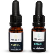 Herbonia Výhodný balíček pro pár, Varianta: 5% CBD Konopný olej, 10 ml + 10% CBD Konopný olej, 10 ml - CBD