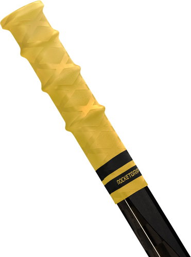 RocketGrip Tip Rubber Ultra Grip yellow-black, Intermediate-HS25 - Hockey Stick Butt End - Main image